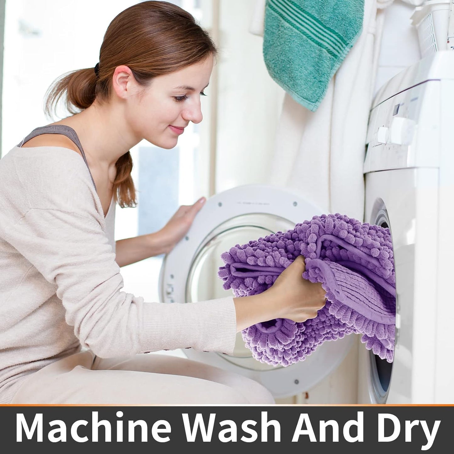 Yimobra Toilet Rug U Shaped Washable 24x20 Inch - Ultra Soft Absorbent Chenille Bath Rugs for Toilet, Quick Dry & Machine Washable, Non Slip Contour Bathroom Mat, Lavender