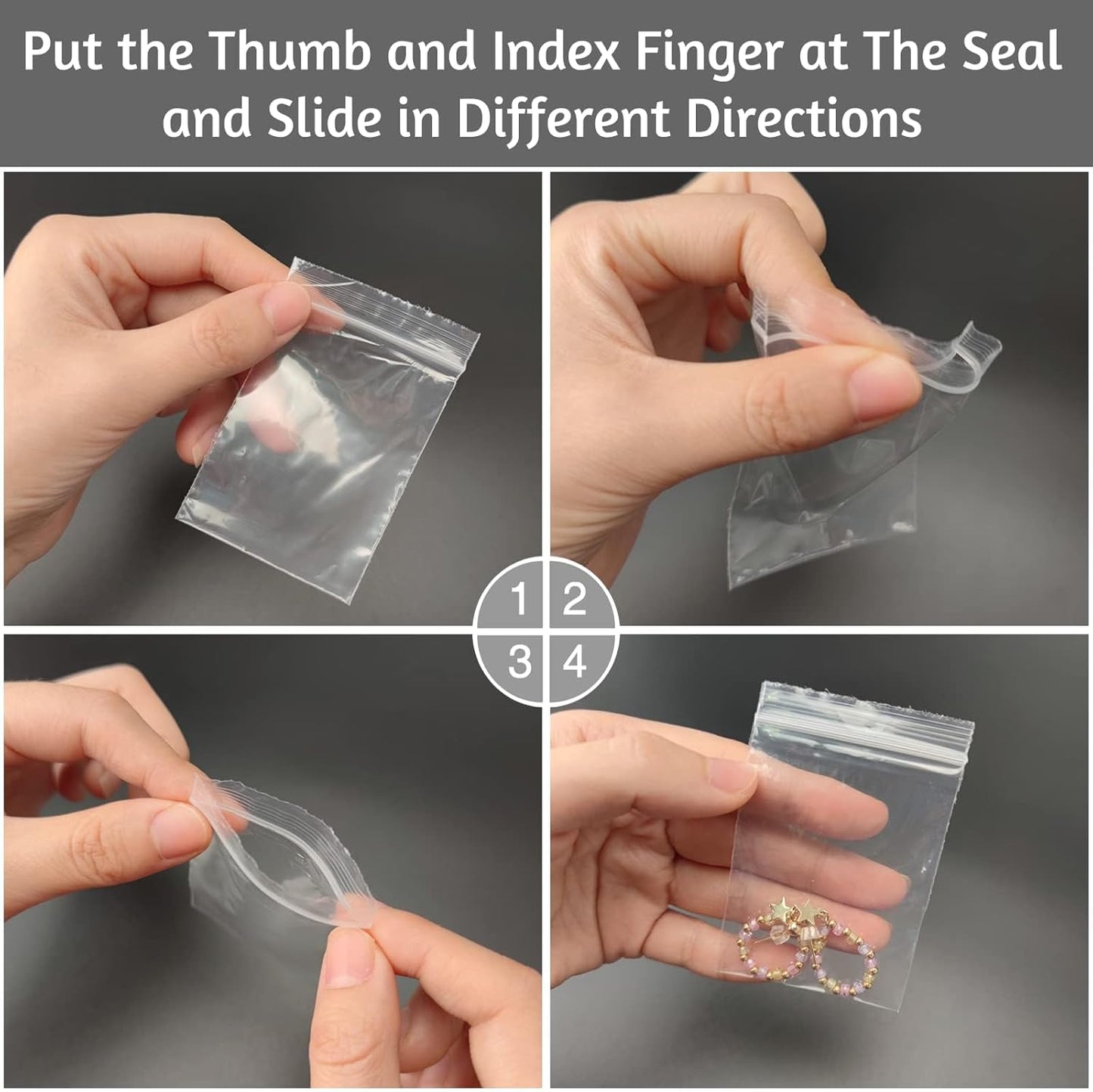 Plastic Jewelry Bags, 200pcs 2 x 3 Clear Zip Bag, 2 mil Thick Small Baggies with Resealable Zipper, Storage Baggies for Daily Vitamin, Jewelry, Candy