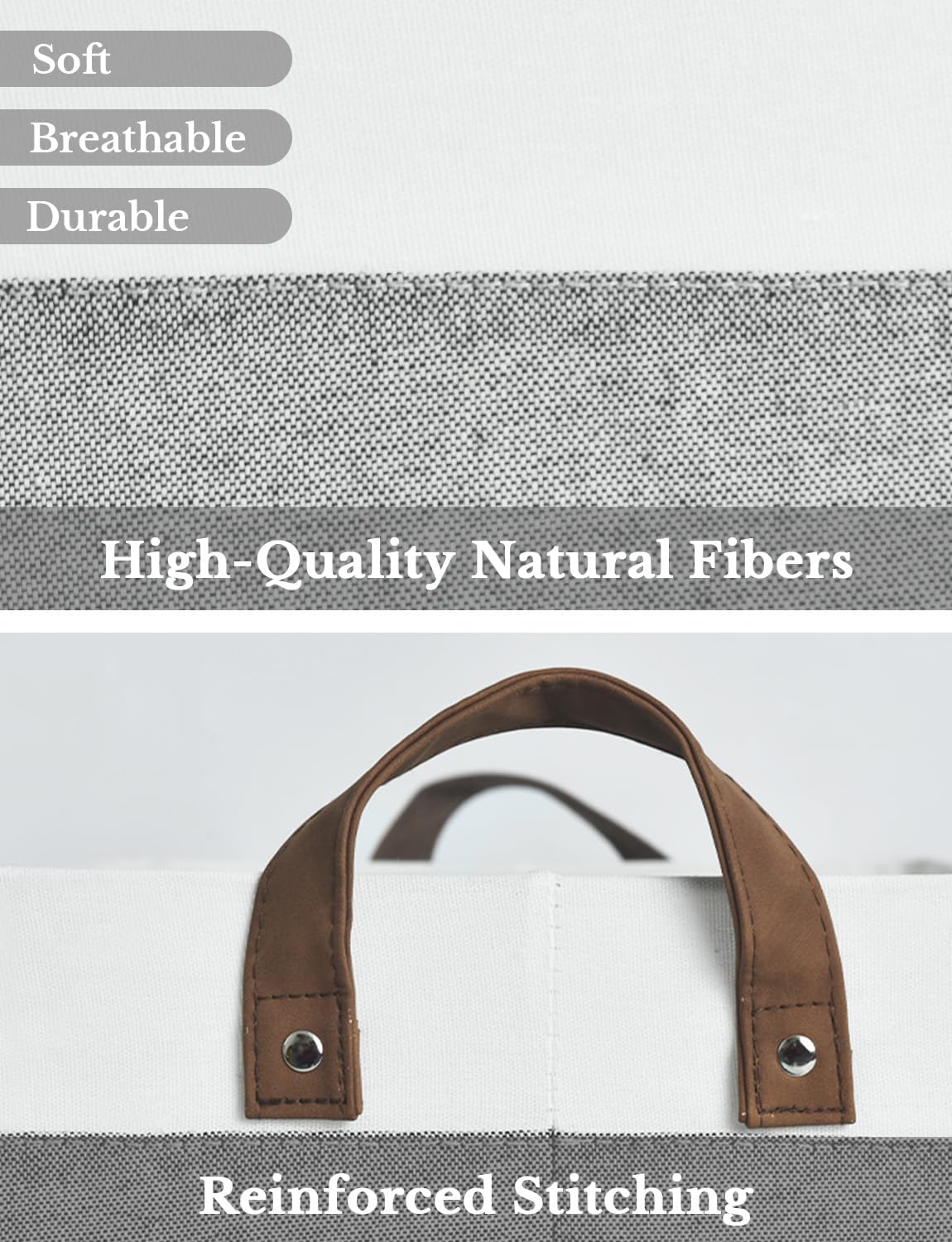 StorageWorks Storage Bins, Fabric Storage Bins for Shelves, Large Storage Baskets with Metal Frame, Closet Baskets and Bins with Handles, Gray and White, 2-Pack