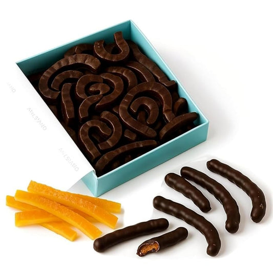 Andy Anand Chocolatier Chocolate Covered Orange Peel Bars Infused Fresh Oranges Zest, Handcrafted Dark Chocolate_Orange Sticks, Gourmet Chocolate Truffles Gift Box (24 Pcs, 1lb)