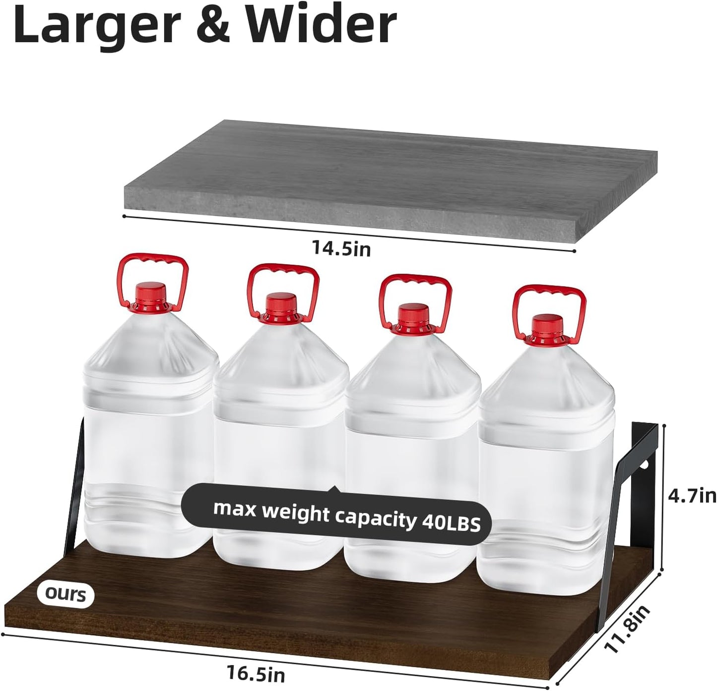 SRIWATANA Floating Shelves Wall Mounted Set of 2 Rustic Wood Shelves with Large Capacity(Dark Walnut)