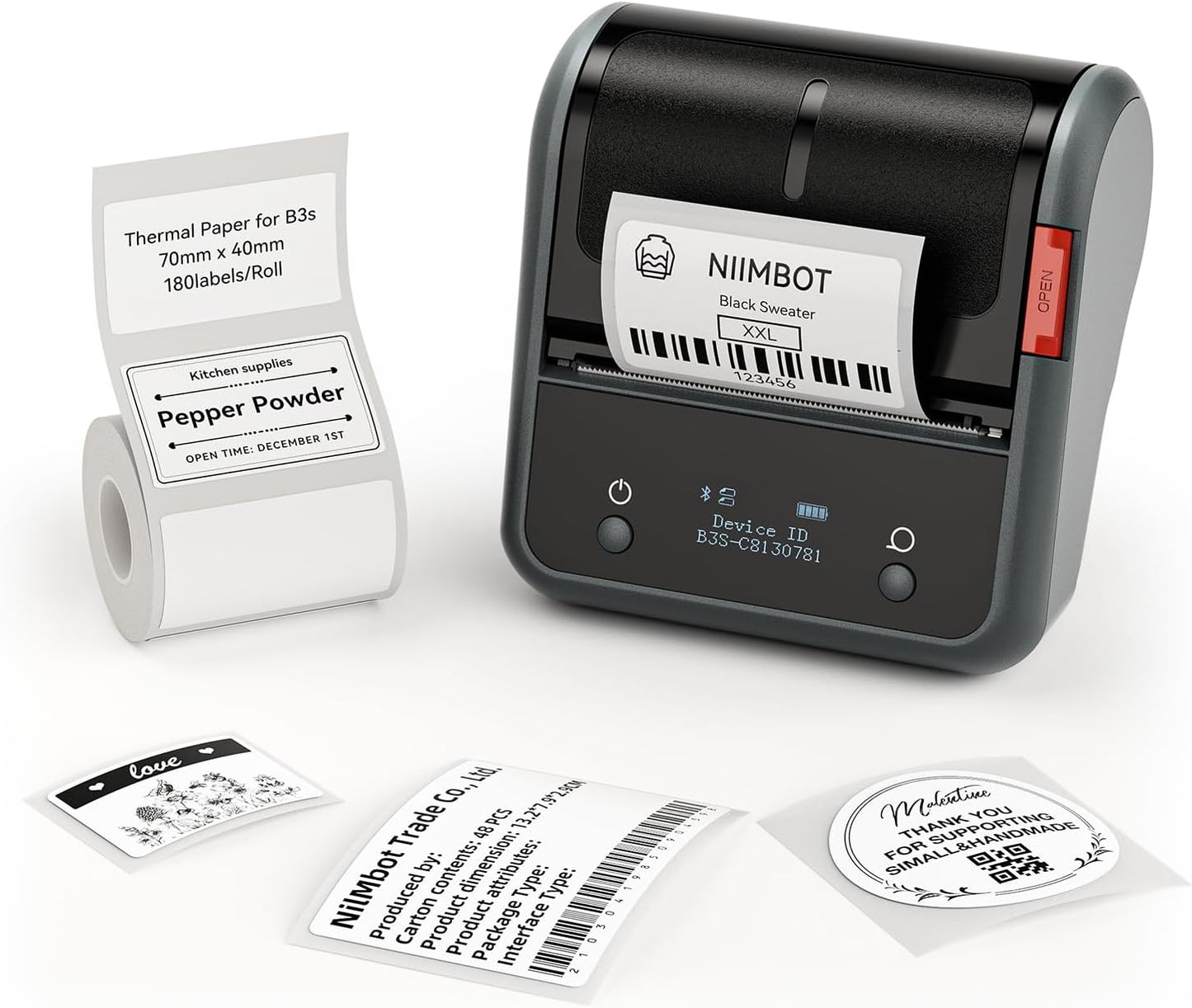 NIIMBOT B3S Label Maker Machine,3 Inch Thermal Label Printer,Portable Bluetooth Printer for Barcode, Address, Labeling,Good Choice for Home Office and Small Business