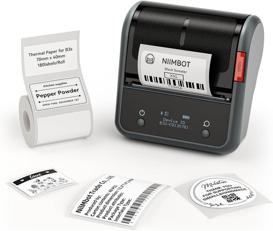 NIIMBOT B3S Label Maker Machine,3 Inch Thermal Label Printer,Portable Bluetooth Printer for Barcode, Address, Labeling,Good Choice for Home Office and Small Business
