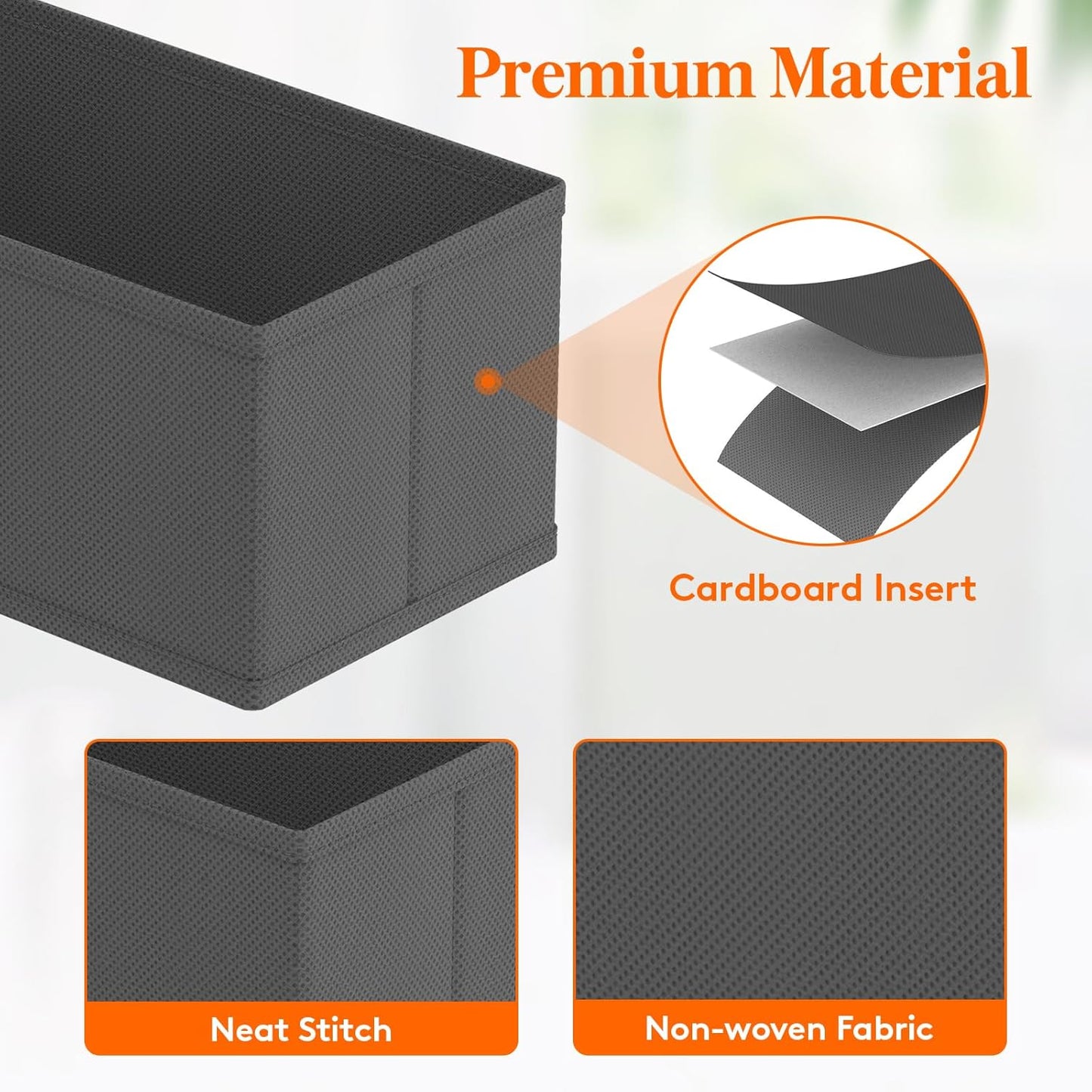 Lifewit 16 Pack Drawer Organizer, Dresser Underwear Drawer Organizer Bins, Foldable Fabric Closet Organizers, Storage Drawer Dividers, Dorm Room Essentials for Clothing, Socks, Towels, Ties Gray