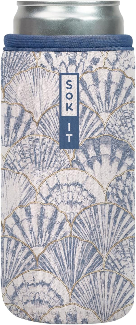 Sok It CanSok Sleeve for Beer & Soda Insulated Neoprene Cover (Shore Thing, 12oz Slim Can Sleeve)