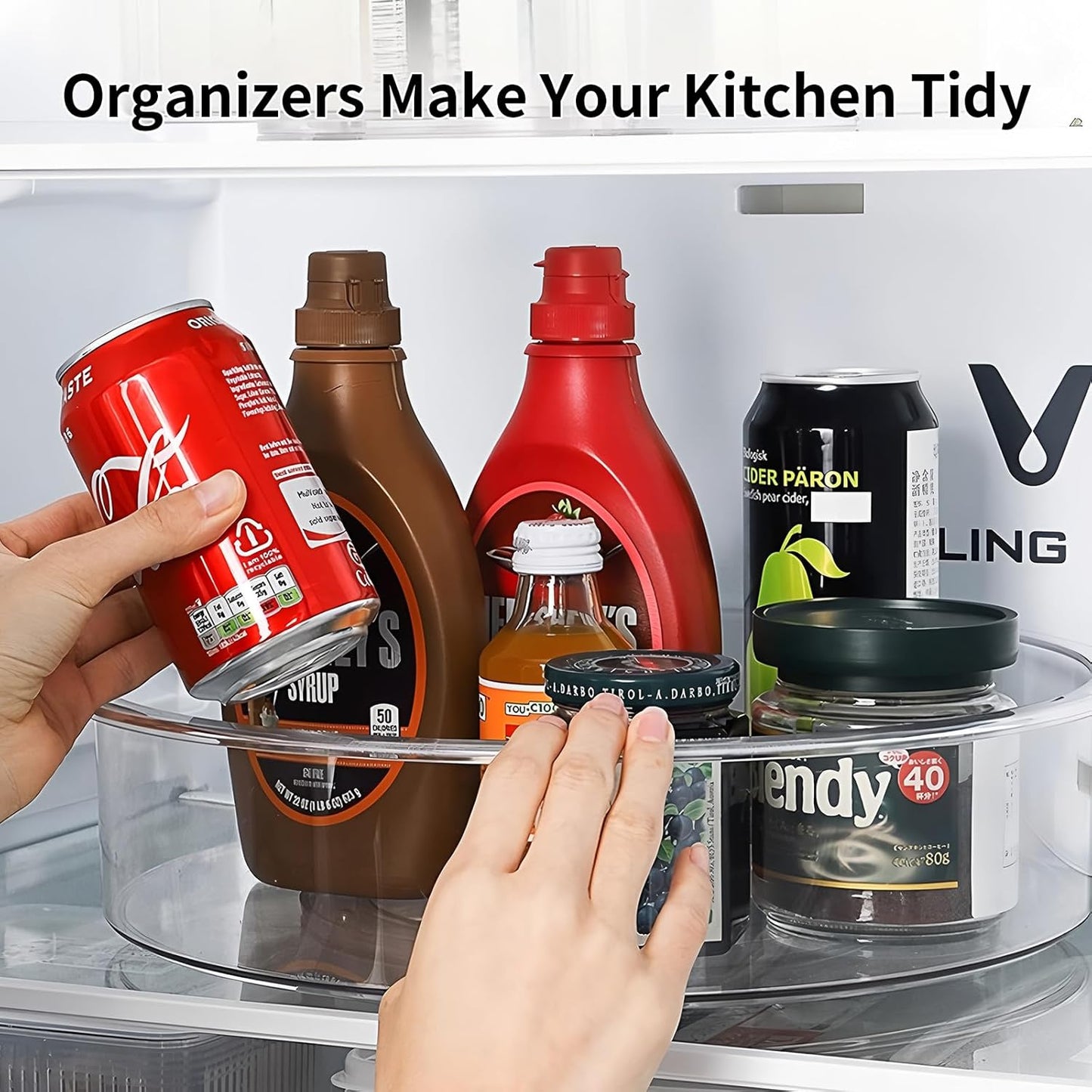 2 Pack Lazy Susan, 10.5 Inch Lazy Susan Organizer, 360 Degree Swivel, for Kitchen, Pantry, Refrigerator, Bathroom and Vanity Countertops (Clear) (2P-10.5 Inch)