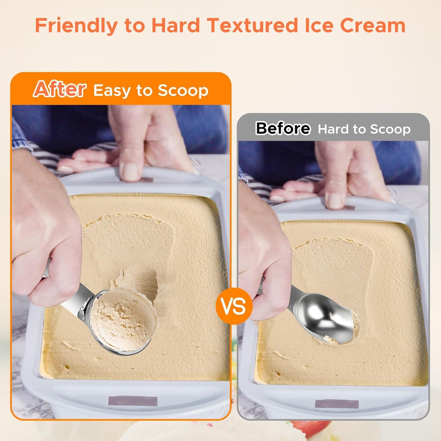 NEWEST Heated Ice Cream Scoop, Rechargeable Electric Warming Scooper with LED Display, Heats to 158°F for Hard Ice Cream, IP67 Waterproof, Easy for Seniors & Kids (White)