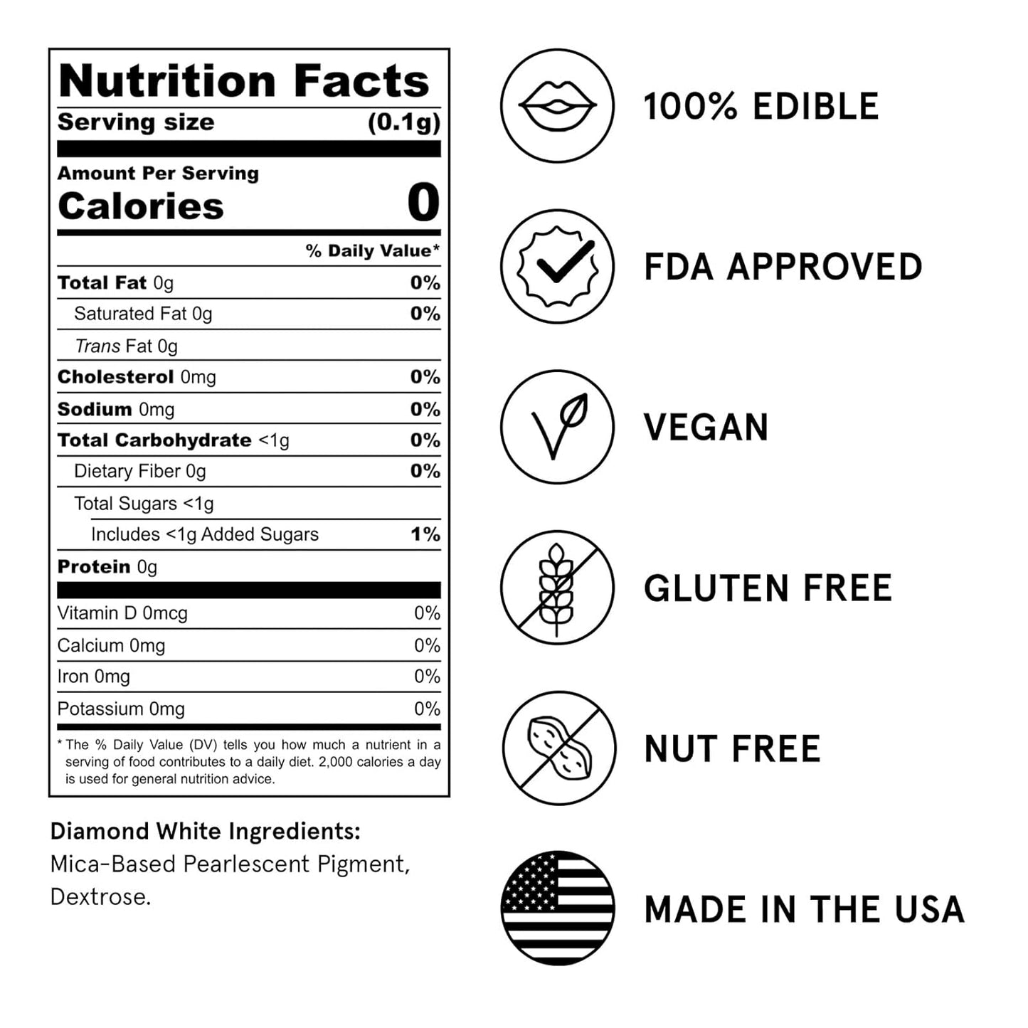 Fancy Sprinkles Madame Claus Edible Glitter Set for Sparkling Food & Drinks, No Taste or Texture Ruby Red, Diamond White, Emerald Green (3 jars, 4gm each)