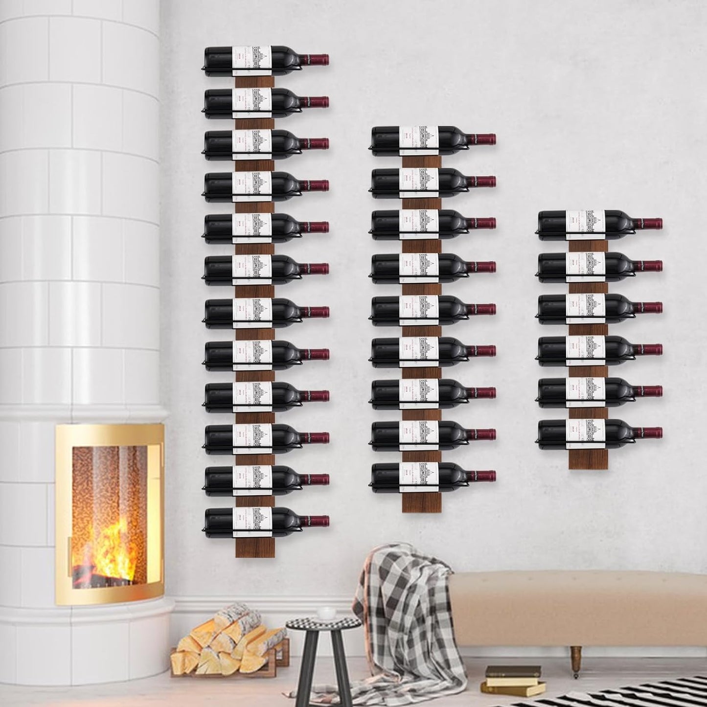Wine Rack Wall Mounted, Wall Wine Rack for 12 Wine Bottles, Wood Wine Racks for Wall, Wall Mounted Wine Rack for Bar, Cellars, Kitchen, Dining Room