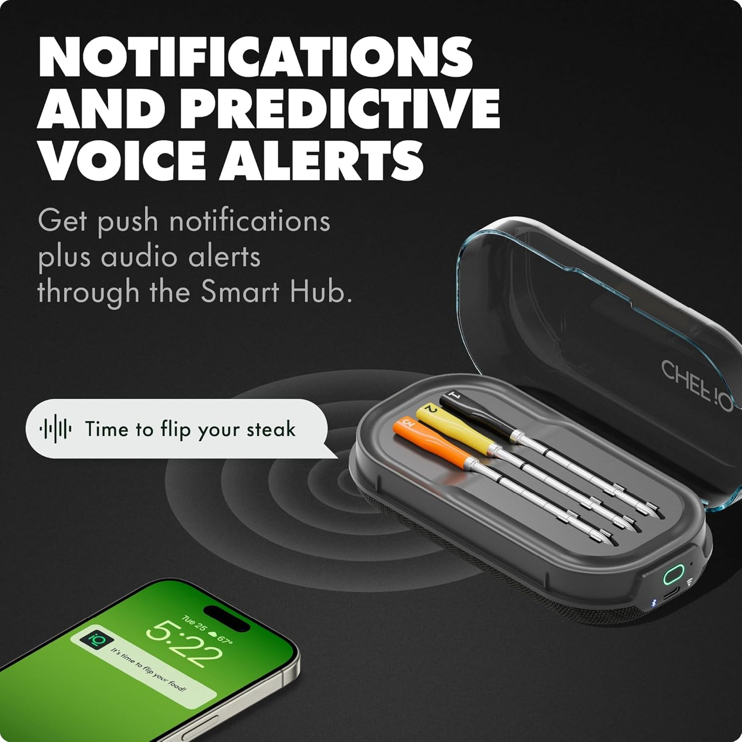 CHEF iQ Sense [2025 Model] | Smart Wireless Meat Thermometer | 3 Ultra-Thin Probes | WiFi Unlimited Range | 1000°F Heat Safe | 5 Sensors | BBQ, Grill, Oven, Smoker, Air Fryer | Gen3