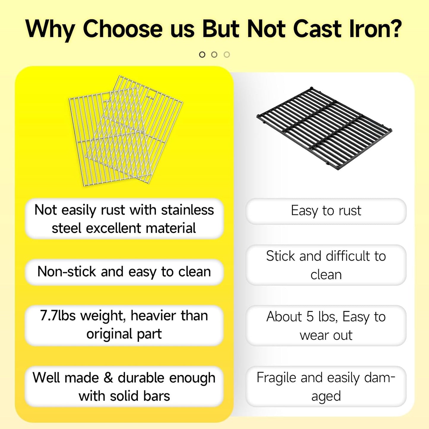 17 inch Stainless Steel Cooking Grates for Home Depot Nexgrill 720-0830H, 720-0830D, 720-0783E, 720-0783C, Heavy Duty Grill Replacement Parts for Kenmore Uniflame GBC981, 2 Pack