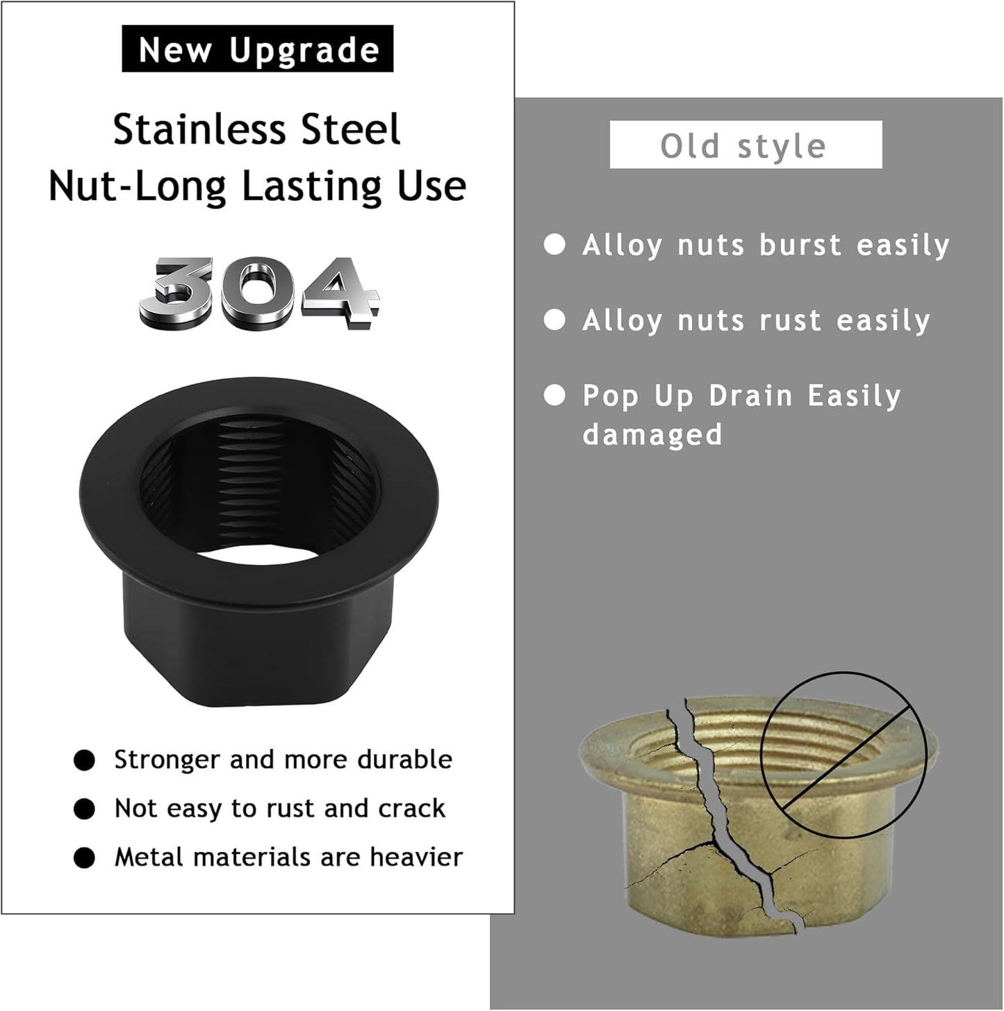 Bathroom Sink Drain,5 Pack Drain Stopper with Overflow,Small Cap Pop Up Drain Assembly with Detachable Strainer Basket,Built-in Anti-Clogging, Stainless Steel Nut Matte Black