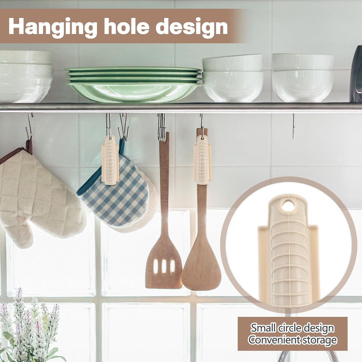 Patelai 4 Pcs Silicone Assist Hot Pan Handle Holder Pot Handle Covers for Cast Iron Skillets Holder Sleeve Nonslip Heat Resistant Pan Cover for Enameled Griddles Casserole Frying Cookware (Beige)