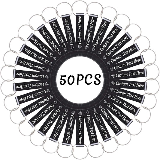 50PCS Personalized Bottle Opener Keychain Bulk Custom Beer Bottle Opener with Logo Text Engraved Wedding Bottle Opener Favors Customized Gifts for Guests Baby Shower Birthday Party-Black