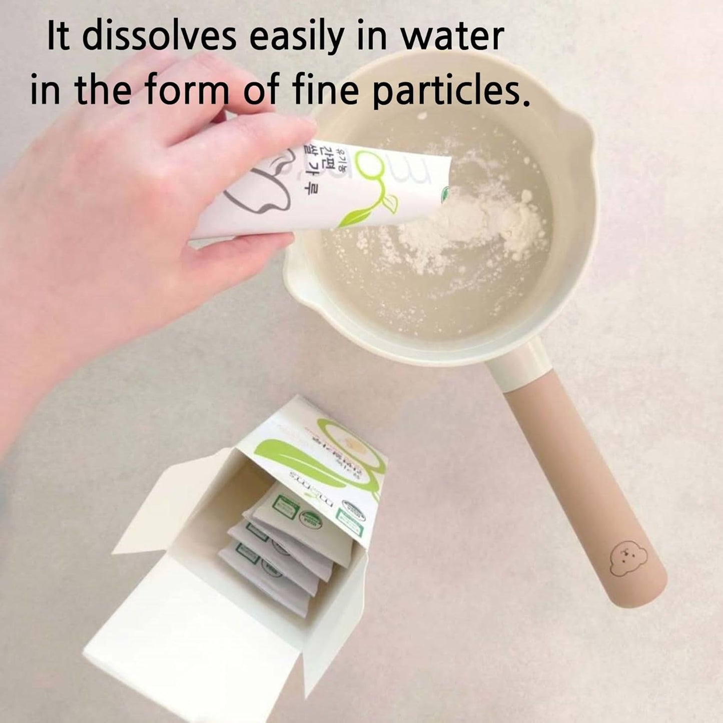 mom's Organic Simple Rice Powder Korean Rice Flour for Soup, Congee (Rice + Cabbage) 15g*5stick/box