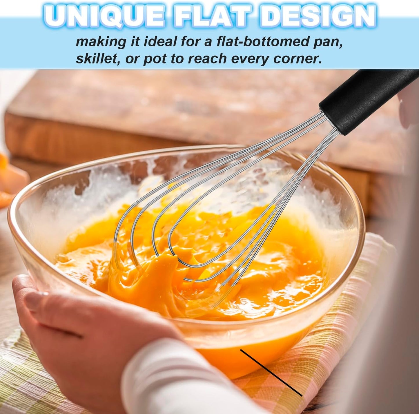 Anaeat Stainless Steel Kitchen Whisk Set of 4, Milk and Egg Beater Blender with Thick Wire for Whisking, Cooking, Baking, Beating and Stirring - 11'' Flat Whisk and 8.5''+10.5''+12'' Balloon Whisks