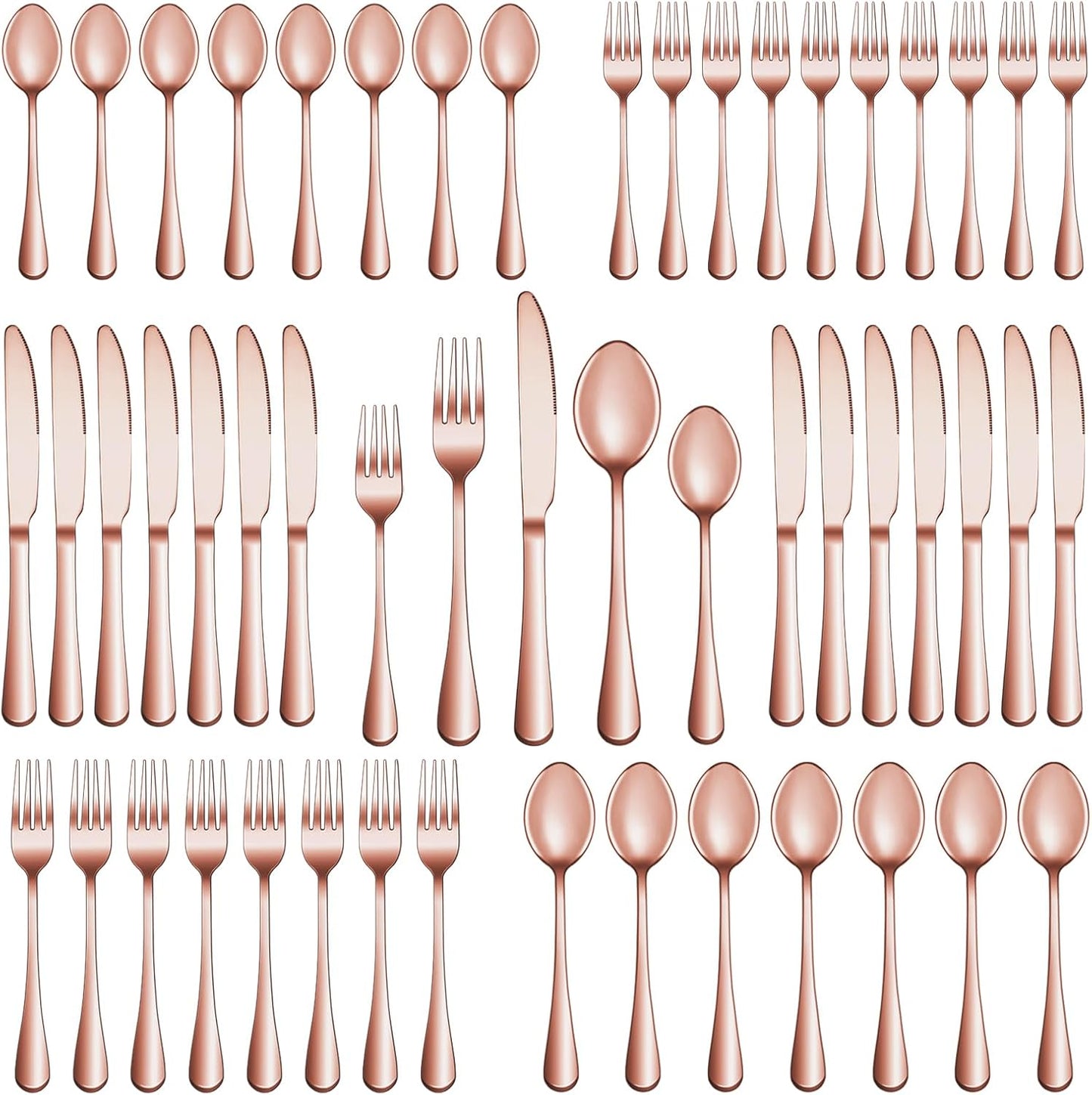 30 Pcs Rose Gold Silverware Set Service for 6, Premium Stainless Steel Flatware Set, Cutlery Utensil Set, Durable Home Kitchen Eating Tableware Set, Include Fork Knife Spoon Set, Dishwasher Safe