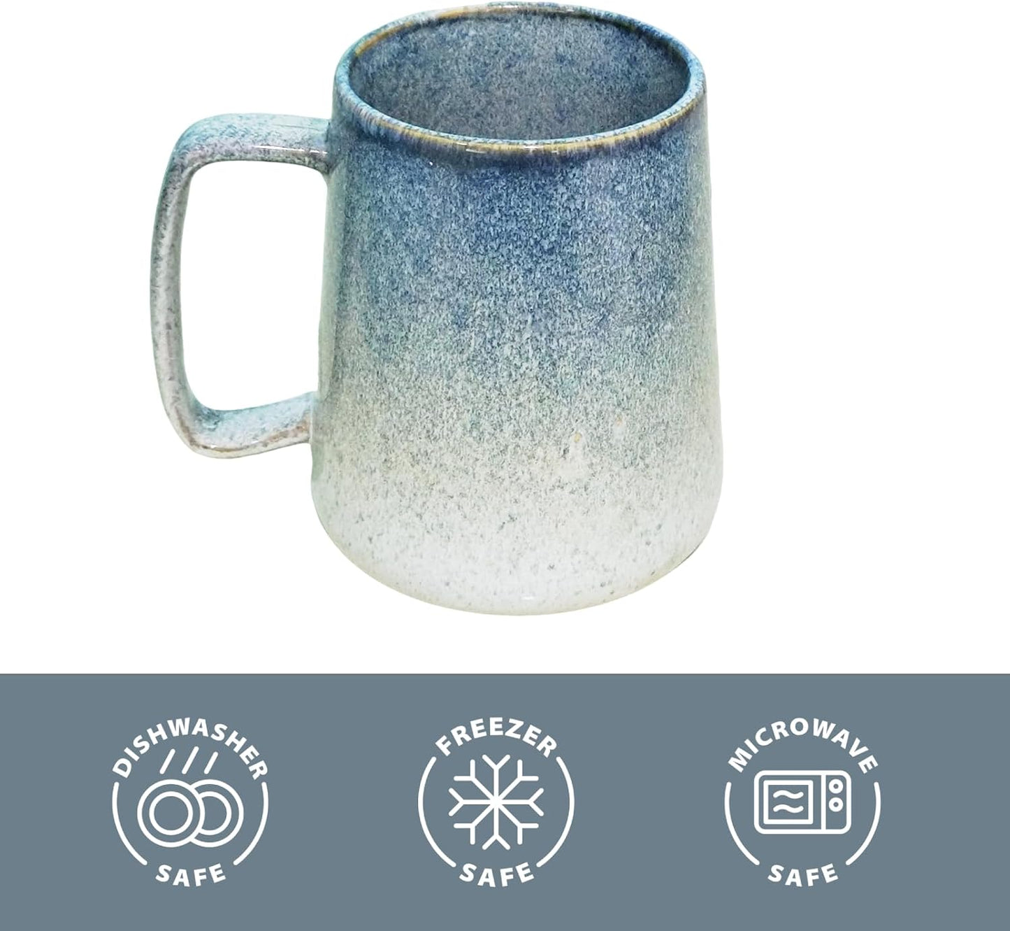 Extra Large Tall Coffee Mugs with Handle - Set of 2, 24 oz Ceramic, Dishwasher & Microwave Safe, Unique Kiln Change Design