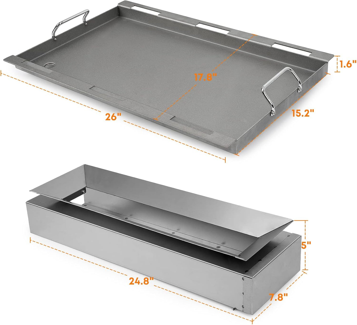 Stanbroil Flat Top Griddle with Manifold Kit, Grill Griddle Insert for Masterbuilt Gravity Series 1050 Digital Charcoal Grill and Smoker Combo MB20041220 MB20041320, Replacement for MB20181622