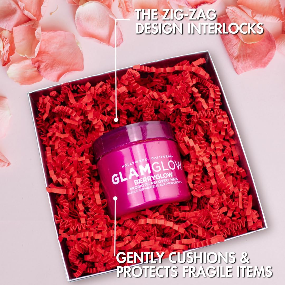 MagicWater Crinkle Cut Paper for Gift Baskets - 2LB - Red - Perfect for Shredded Paper Filler, Basket Filler, Gift Boxes, Bridesmaid Gifts, Halloween Stuffers & More – Ideal for All Occasions