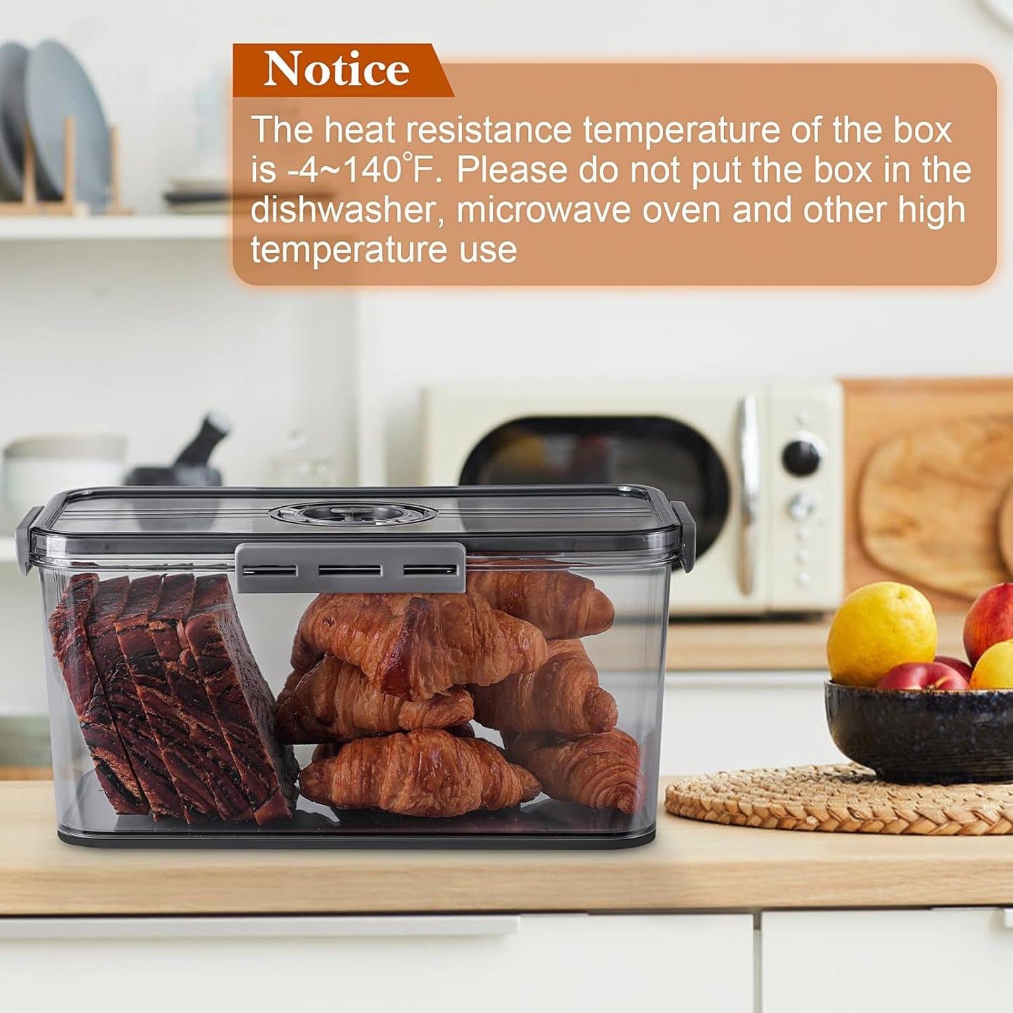 Bread Box for Homemade Bread Boxes for Kitchen Counter Airtight, Time Recording Bread Storage Container with Lid, Bread Containers Storage Airtight Loaf Bread Keeper, Large, Dark Grey