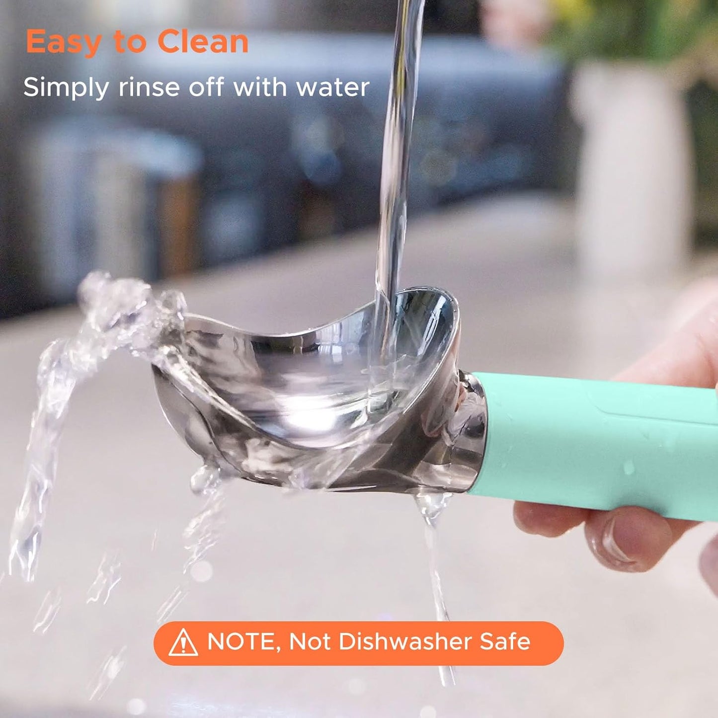 NEWEST Heated Ice Cream Scoop, Rechargeable Electric Warming Scooper with LED Display, Heats to 158°F for Hard Ice Cream, IP67 Waterproof, Easy for Seniors & Kids (Blue)