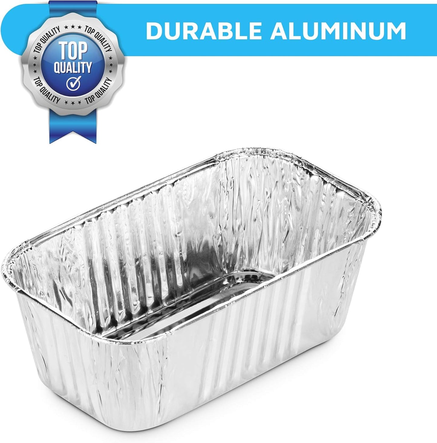 MontoPack Aluminum Disposable Loaf Pans | Deep Standard Size 6" x 3.5" Extra Thick Foil Bread Containers for Baking, Food Storage & Takeout | Eco-Friendly & Recyclable | Bulk 50-Pack 2 Pound Trays