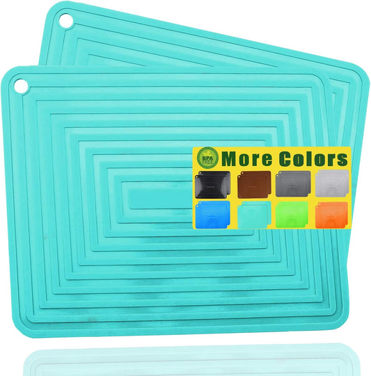 LogHog Large Silicone Trivet Mats for Hot Dishes/Pans, Heat Resistant Pot Holder, 9"x12" Non Slip Flexible Durable Pot Coaster Kitchen Table Mats Set of 2 (Teal)