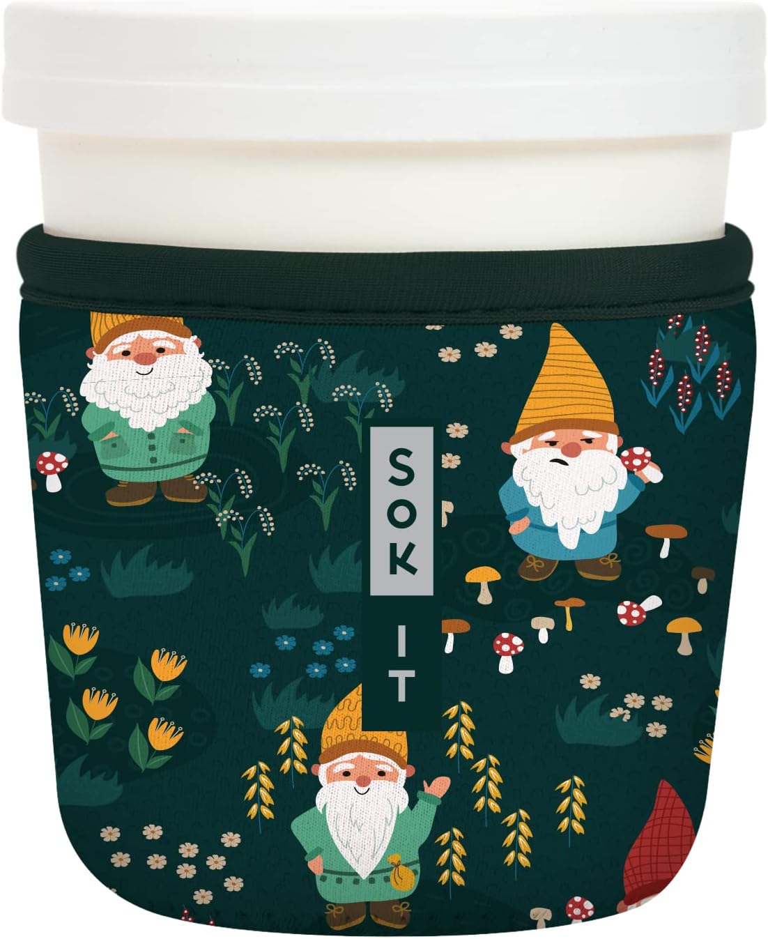 Sok It IceCreamSok Insulated Neoprene Cover (Rollin' with my Gnomies, Tapered Ice Cream Pints)