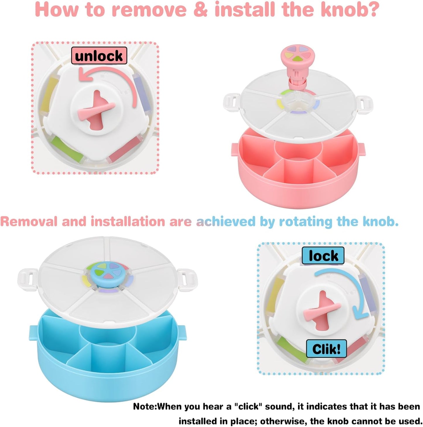 Snack Spinner Set for Kids – 2-Pack, Includes Rotating Snack Container & Classic Sectioned Snack Box, BPA-Free, Dishwasher Safe, Perfect for Travel, Pink