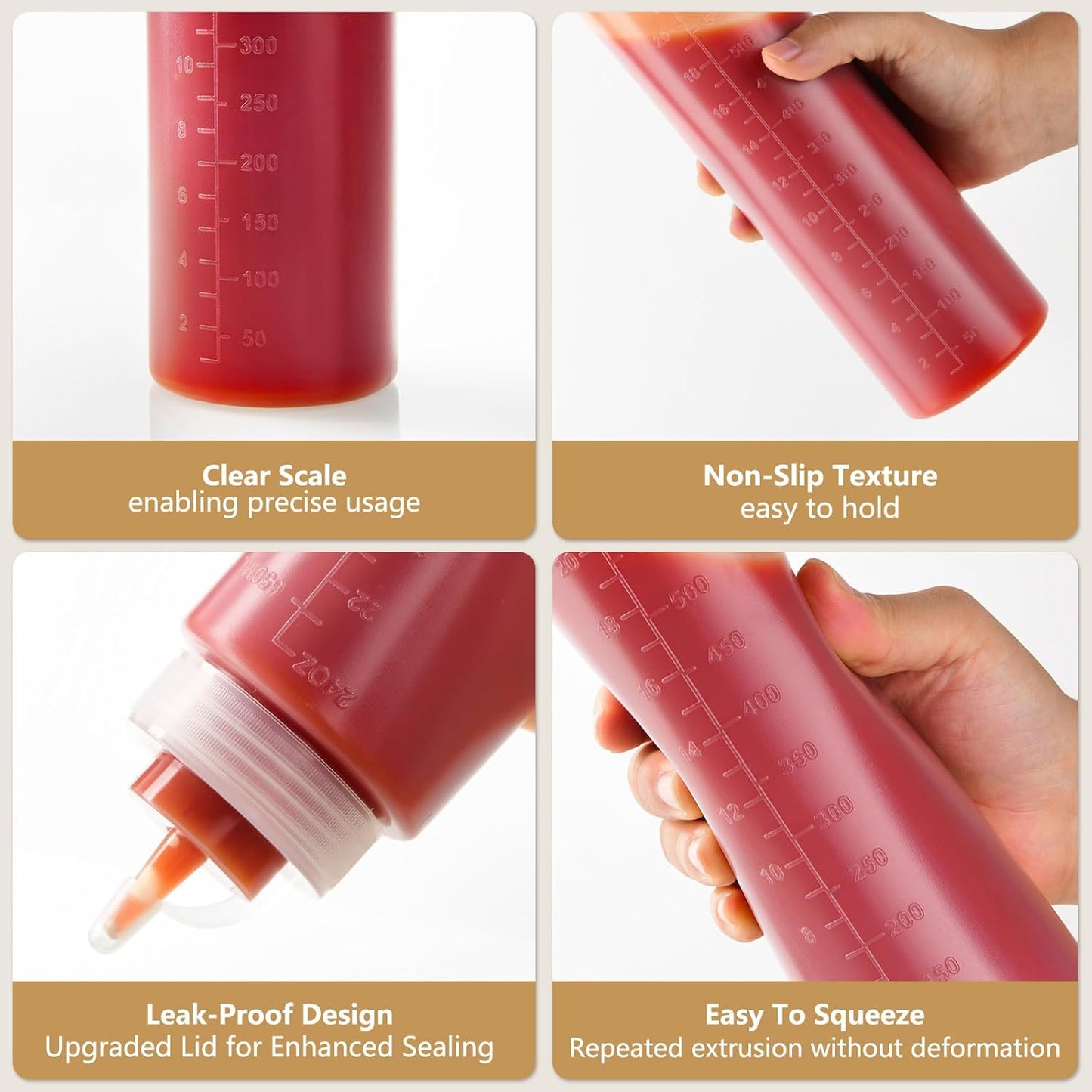 8 Pack 12 oz Plastic Squeeze Squirt Condiment Bottles with Cap Lids - Perfect for Condiments, Oil, Icing, Liquids–Set of 8 with extra 1 Silicone Funnel, 8 Chalk Labels and 1 Pen