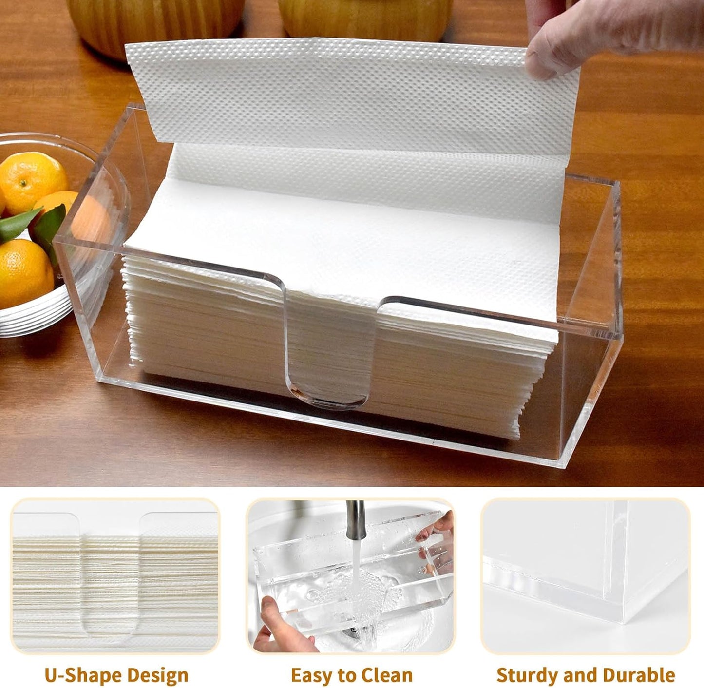 4Pack Acrylic Countertop Paper Towel Holder, Paper Towel Dispenser Countertop/Acrylic Napkin Holder(5mm Acrylic) C-fold or MultiFold Trifold Paper Towels for Bathroom, Kitchen,Restaurant (4)