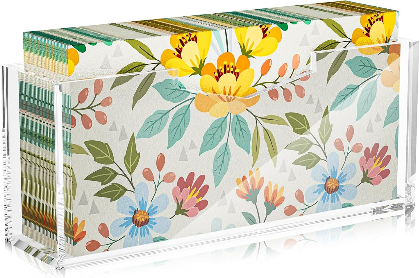 HELPLEX Clear Acrylic Guest Towel & Napkin Holder - Waterproof Splash-Proof Vertical Design for Bathroom, Kitchen, Dining Table - Home Hotel Office Organizer (1-Pack)