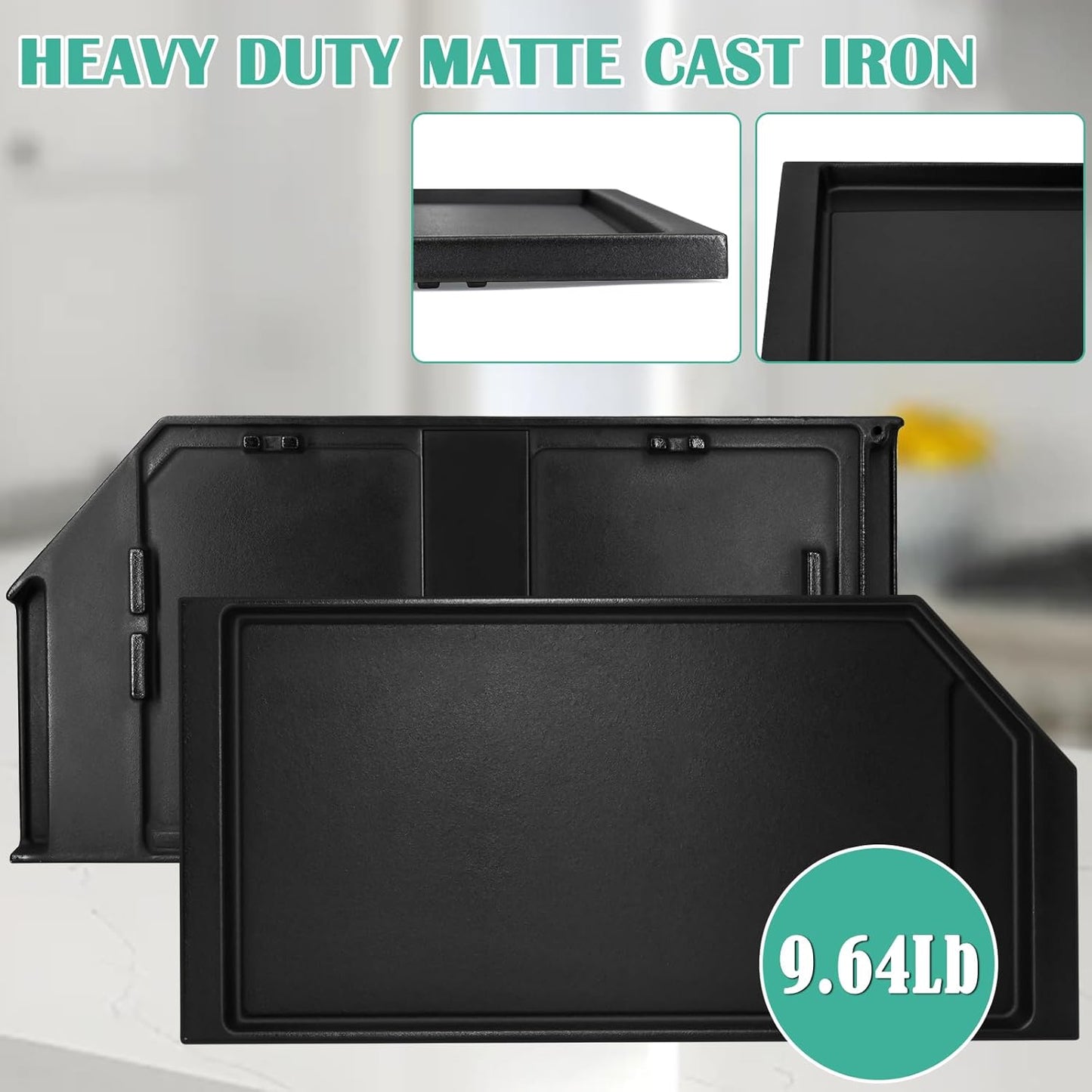 Cast Iron Griddle Replacement for GE Stove Top - Gas Griddle Plate for GE JGP5030SLSS, JGP5030DLBB, Cafe CGP9530SLSS, Profile PGP7030SLSS, PGP7030SL1SS, PGP9030SLSS 5 Burner Cooktop Pan