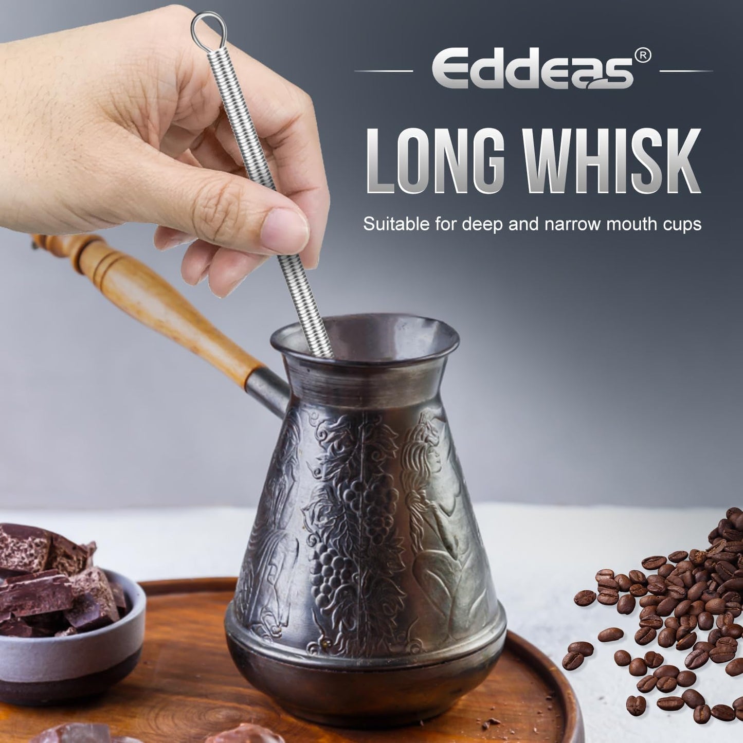 Long Mini Whisks Stainless Steel, Eddeas Skinny Small Whisk 10 inch Tiny Whisk With Long handle for Whisking, Beating, Mixing Sauces, Blending Ingredients Kitchen Small Wisk