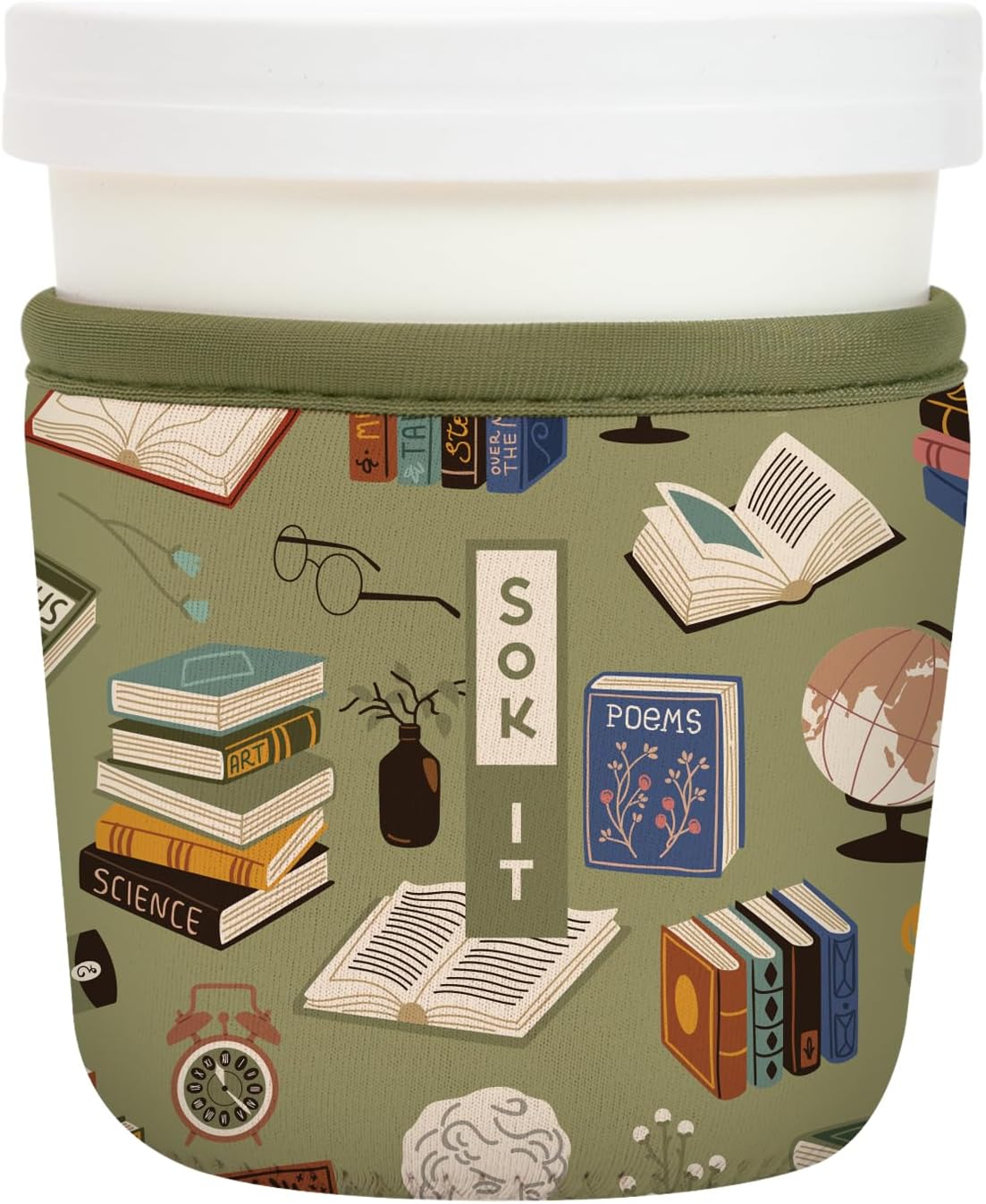 Sok It IceCreamSok Insulated Neoprene Cover (Book Club, Tapered Ice Cream Pints)