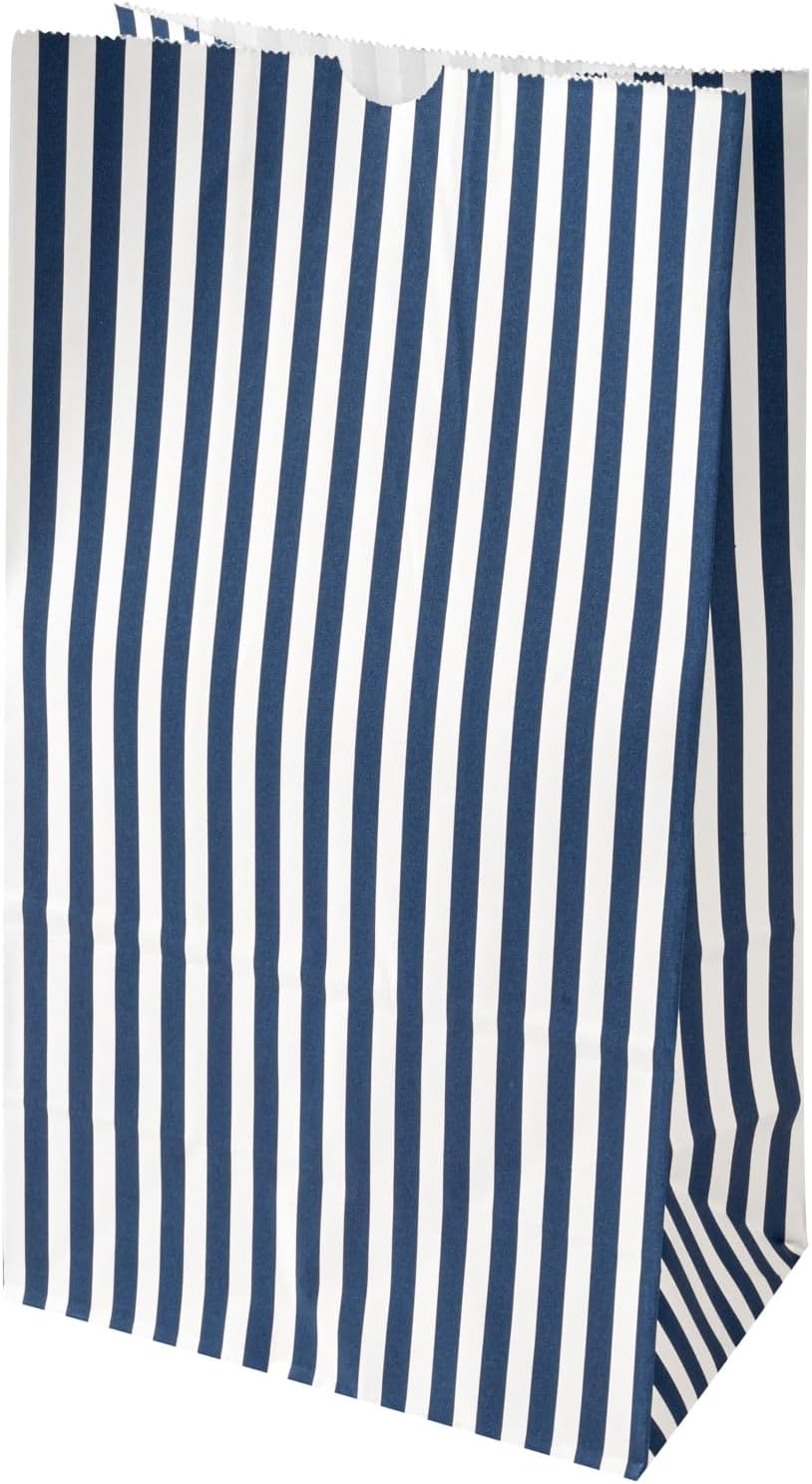 Restaurantware Bag Tek 12 LB Disposable Lunch Bags 100 Sturdy Take Out Bags - Flat Bottom Great For Restaurants Cafes And Bakeries Blue And White Paper Popcorn Bags Versatile For Grocery