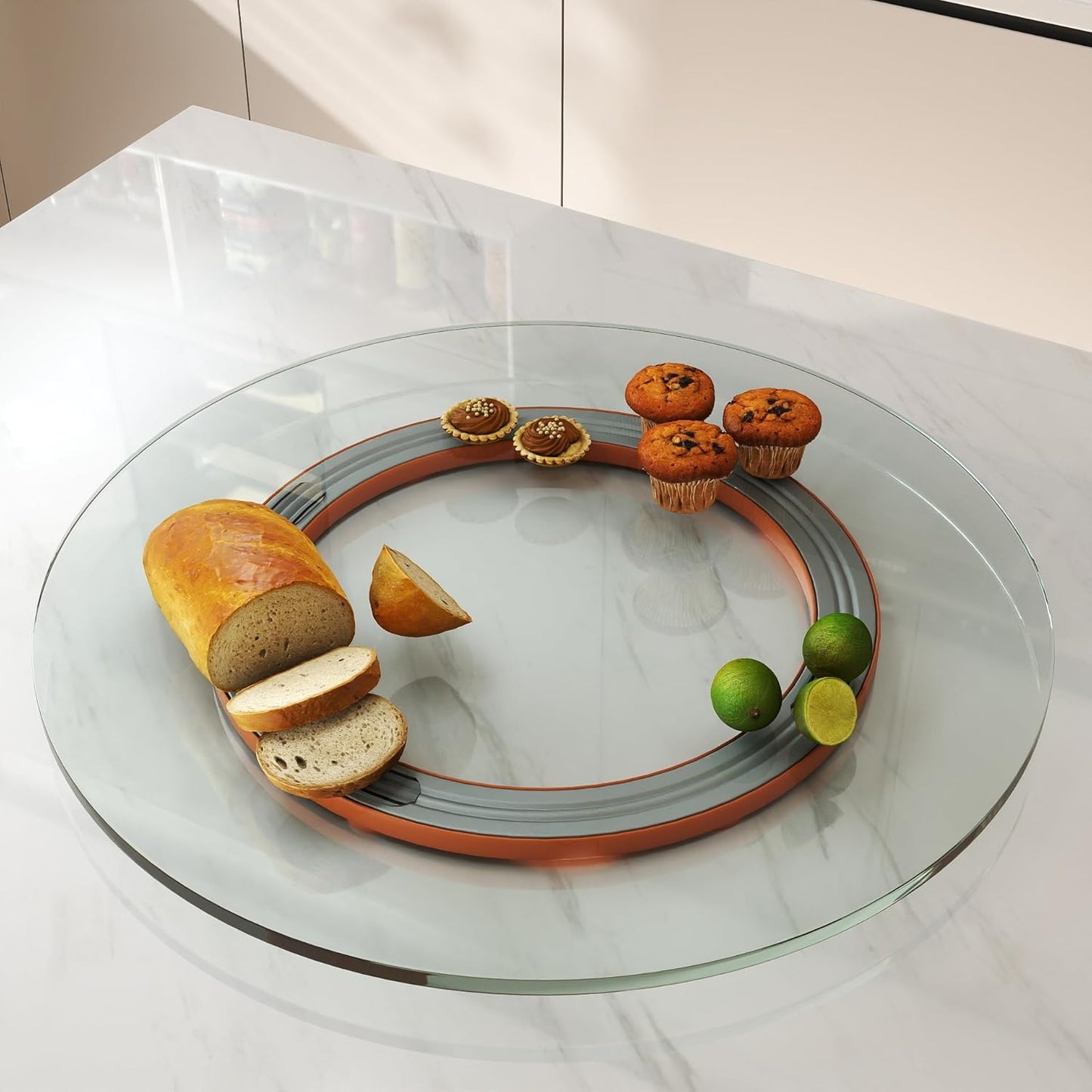 23.6" Lazy Susan for Table Top Tempered Glass Rotating Serving Tray for Dining Table, Kitchen Lazy Susan Organizer Spinning Rotating Food Server Party Centerpieces