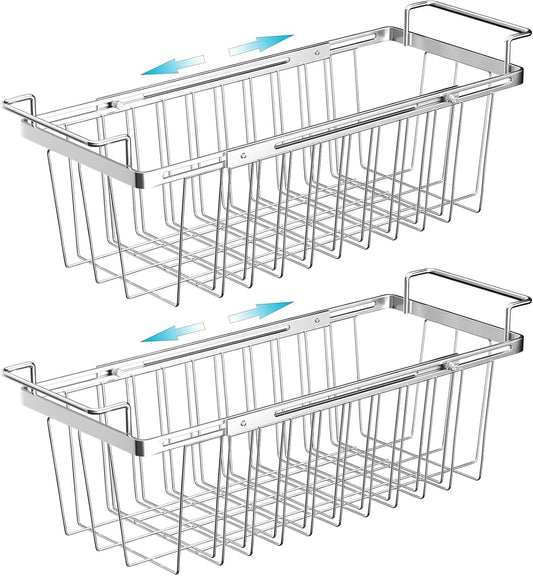 Orgneas Freezer Baskets for Chest Freezer, Capacity Expandable Deep Freezer Organizer Bins Adjustable From 16.5" to 26.5" Stainless Steel Wire Basket Storage with Hanging Handles