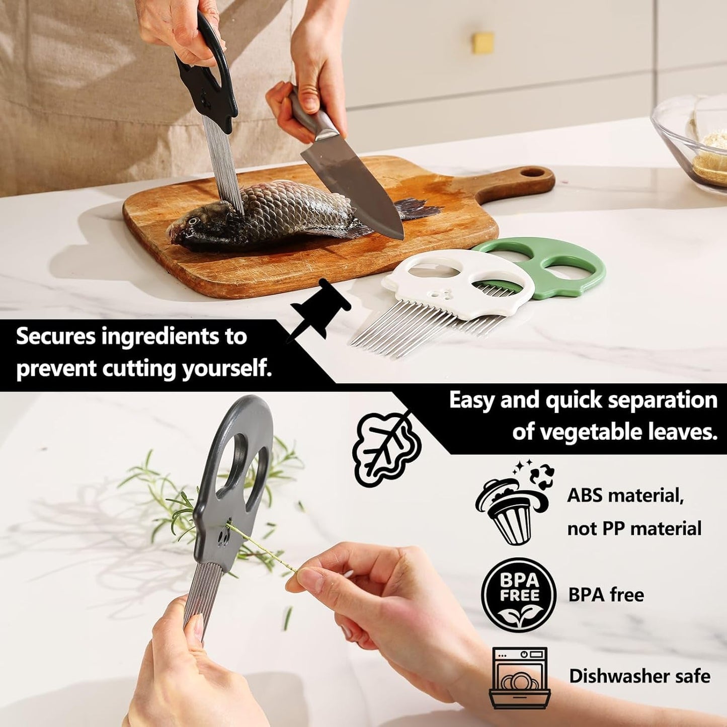 Stainless Steel Onion Cutter & Egg Slicer – Multi-Function Vegetable Cutter and Herb Stripper for Avocados, Tomatoes, and Potatoes (Obsidian)