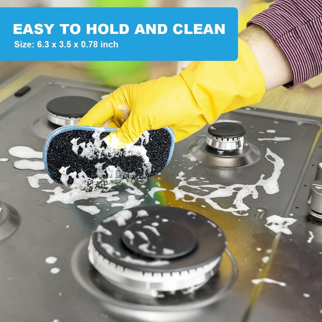 HOMEXCEL 6 Pack Multi-Purpose Scrub Sponges Kitchen, Dish Sponge, Non-Scratch Microfiber Sponge for Efficiently Cleaning Dishes, Pots, and Pans (Multicolor)