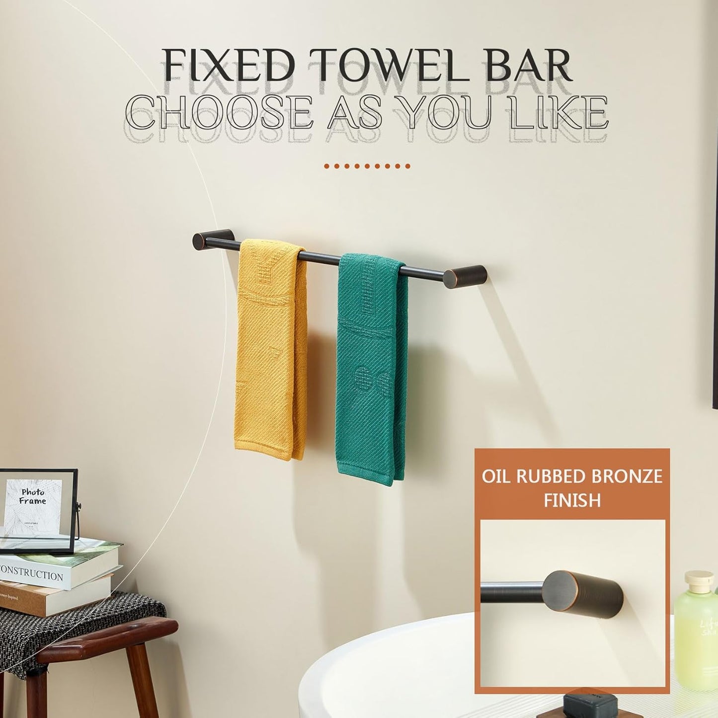 KOKOSIRI Bath Towel Bar 20-Inch Hand Towel Holder Single Rail for Lavatory and Bathroom Wall Mounted Oil Rubbed Bronze Stainless Steel, B4007ORB-L20