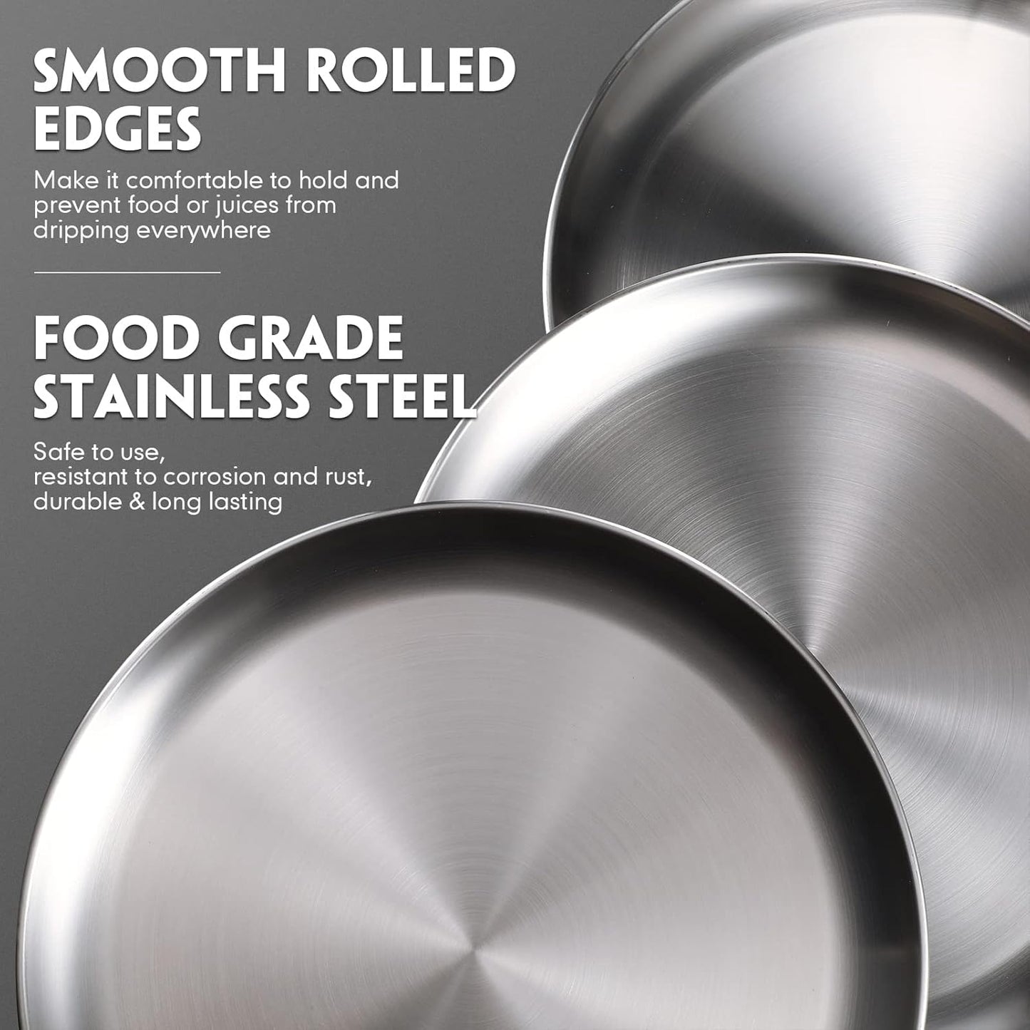 Thenshop 8 Pieces 16 Inch Pizza Pans Bulk Stainless Steel Sets Round Bakeware Pizza Trays for Oven Kitchen Baking Home Restaurant Safe Sturdy Reusable Easy Clean(Matte Silver)