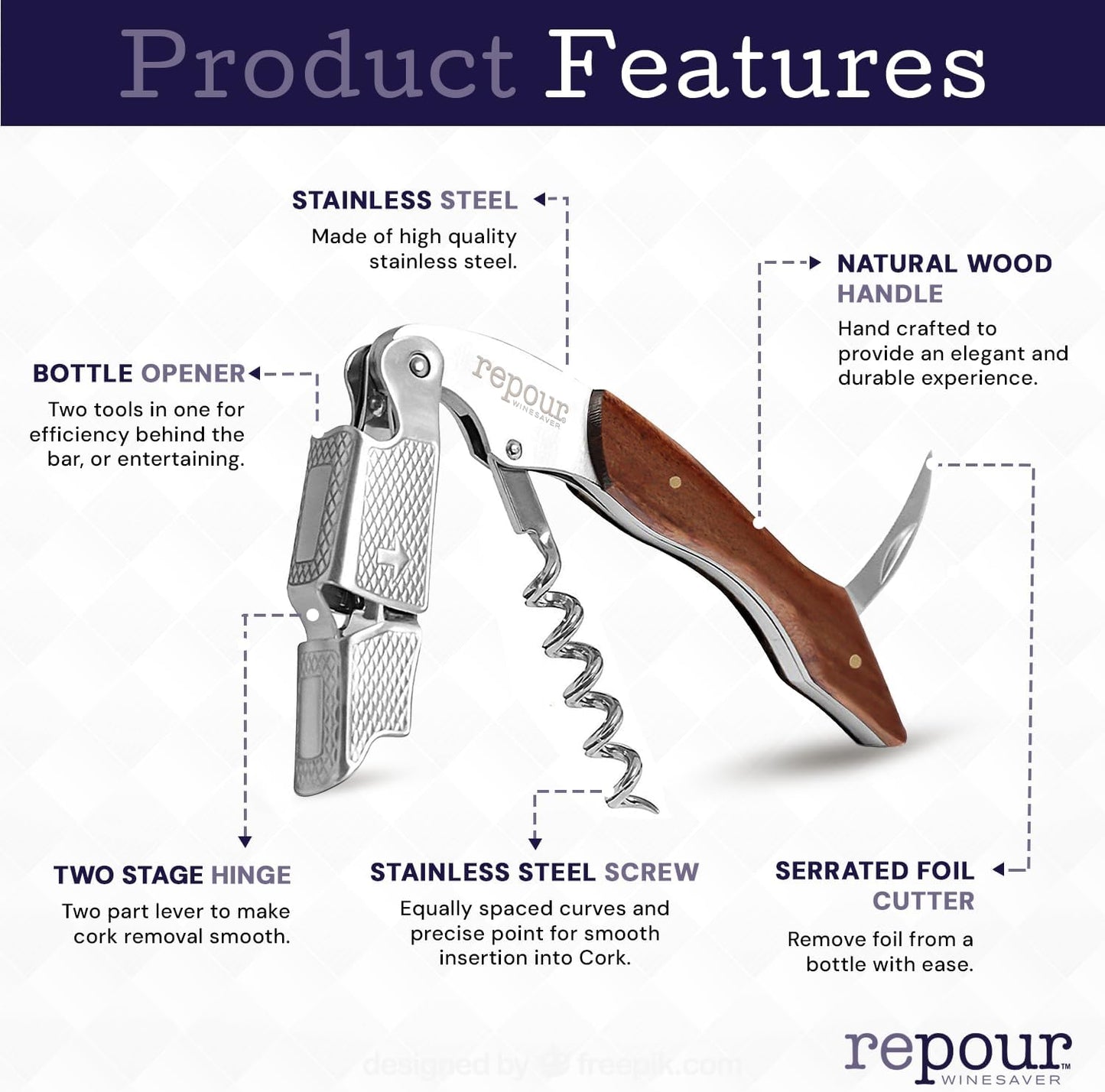 Wine Essentials Combo Pack – Premium Corkscrew & Wine Saver | Manual Wine Key Removes Corks Easily, Wine Stopper Preserves Wine Easily|Perfect for Wine Lovers and Enthusiasts (Rosewood 10 Pack)