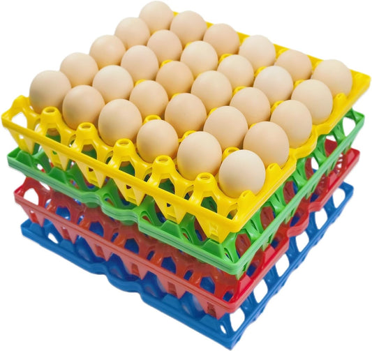 8-Pack Plastic Egg Tray Egg Crates 30-Egg Flats for Home Chicken Farmers, Stackable Egg Cartons Hold Multiple Eggs, Great for Storing, Sorting, and Shipping Eggs, Durable and Reusable