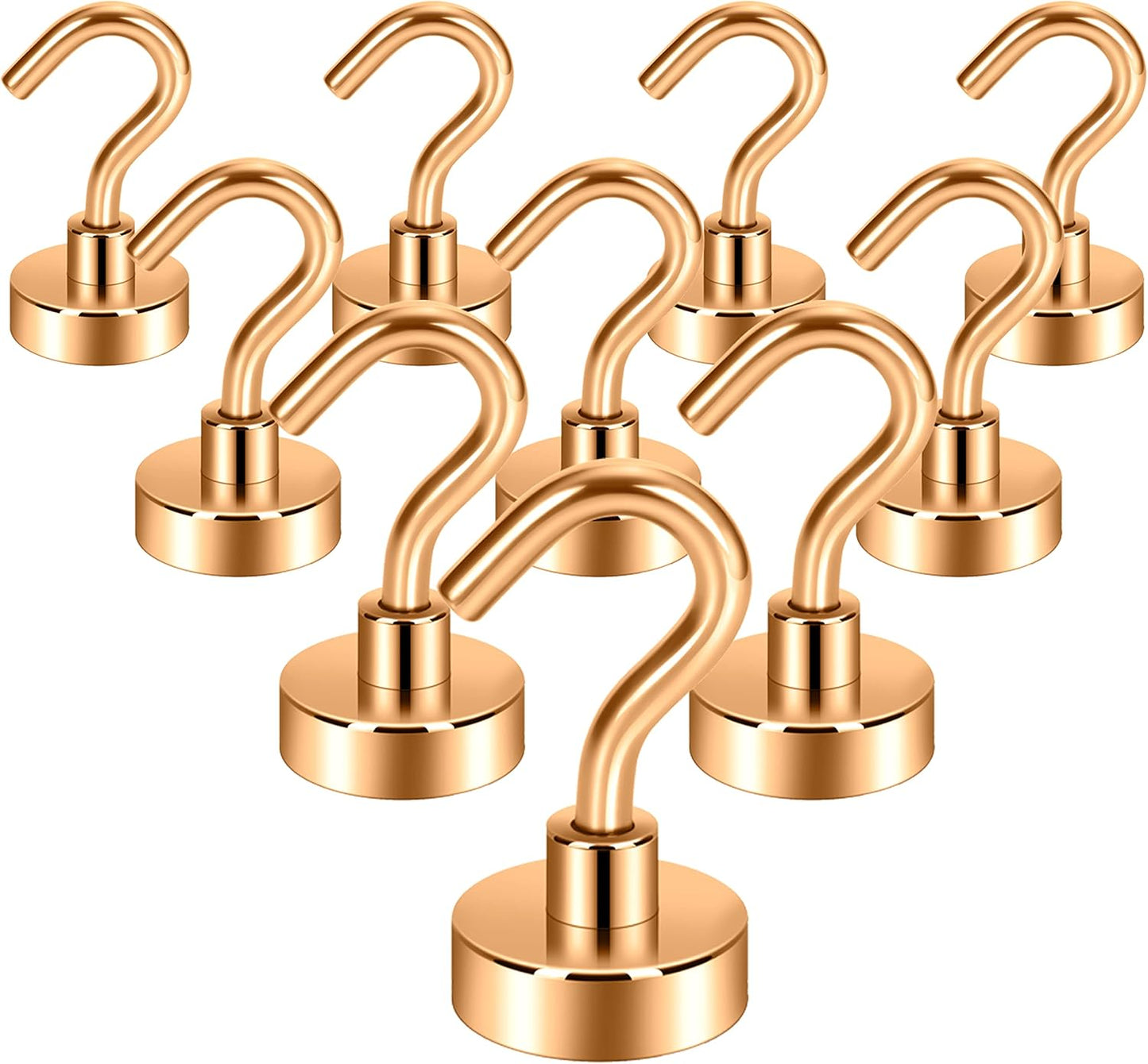 Neosmuk Magnetic Hooks,30lb+ Heavy Duty Earth Magnets with Hook for Refrigerator, Extra Strong Cruise Hook for Hanging, Magnetic Hanger for Cabins, Grill (Bronze, 10 Pack)