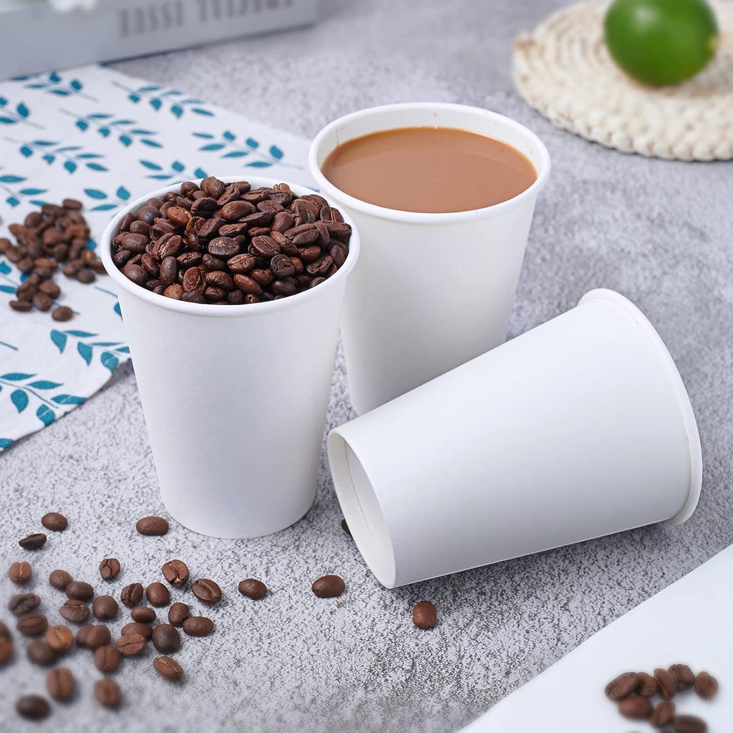 LITOPAK 240 Pack 12 oz Disposable Paper Coffee Cup, White Paper Hot Coffee Cups, Suitable for Party, Picnic, Travel, and Events