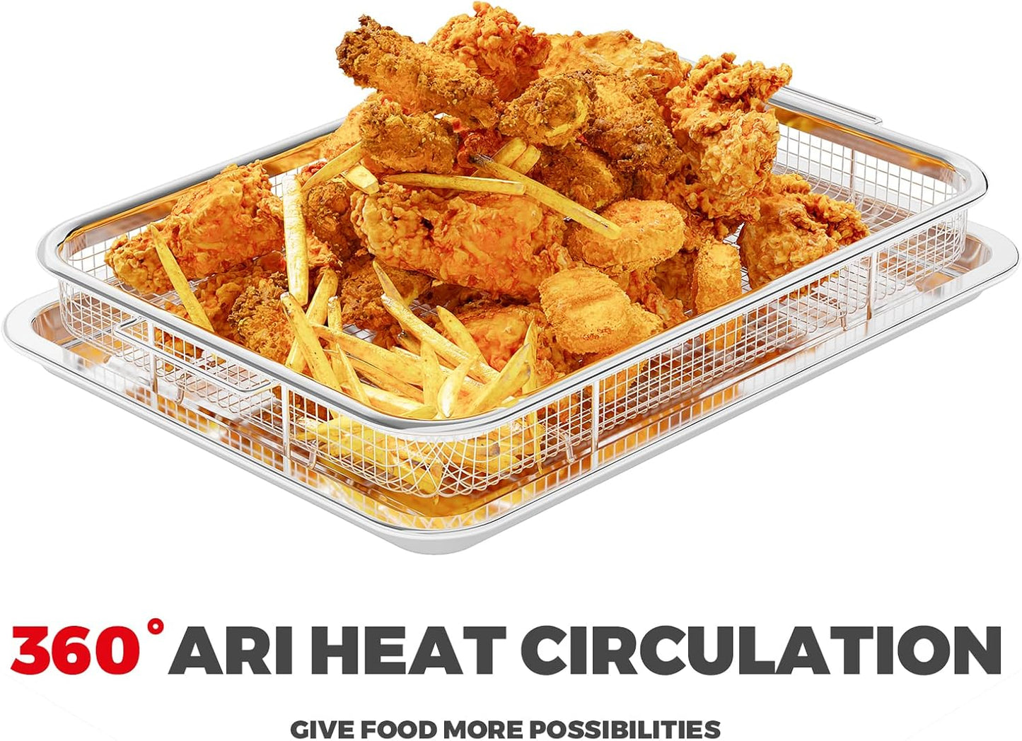 Air Fryer Basket for Oven, Air Fryer Basket and Stainless Steel Baking Tray Pant Oven Air Fryer Pan Rack for Cooking Baking Dishwasher and Broiling (18.7"x12.8")