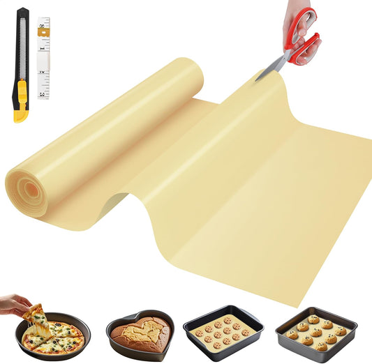 Silicone Baking Mat, 16 IN x 6 FT Free Cutting Baking Sheet,Non-Stick Reusable Dough & Pastry Mat,Non-Slip Silicone Mat Roll for Air Fryer Liner,Freeze Dryer,Oven Baking Pan,Kitchen Counter