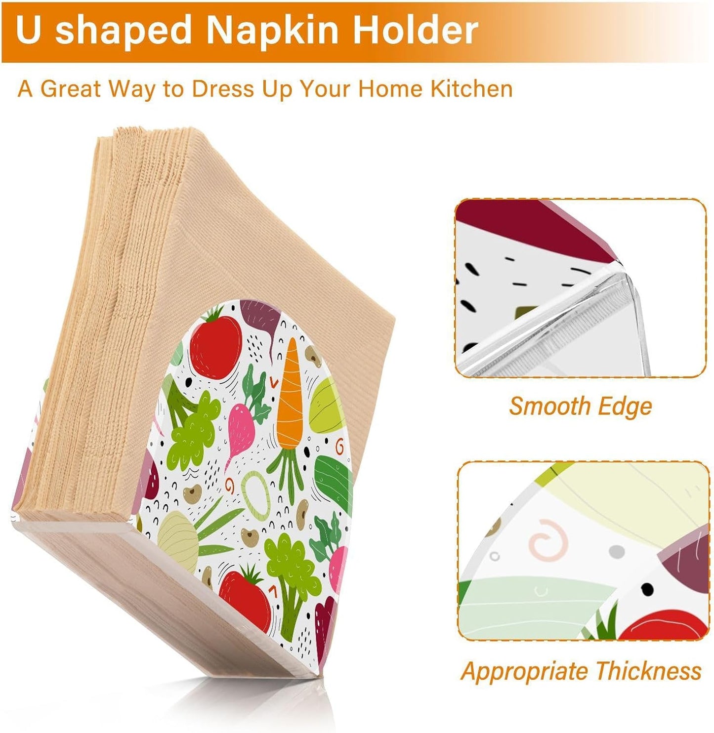 Cartoon Vegetables Napkin Holder for Table Paper Napkins Holder Acrylic Tissue Dispenser Kitchen Dining Room Bathroom Party Car Decor